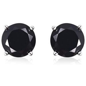 Unisex Black Spinel stud sterling silver 6mm earrings